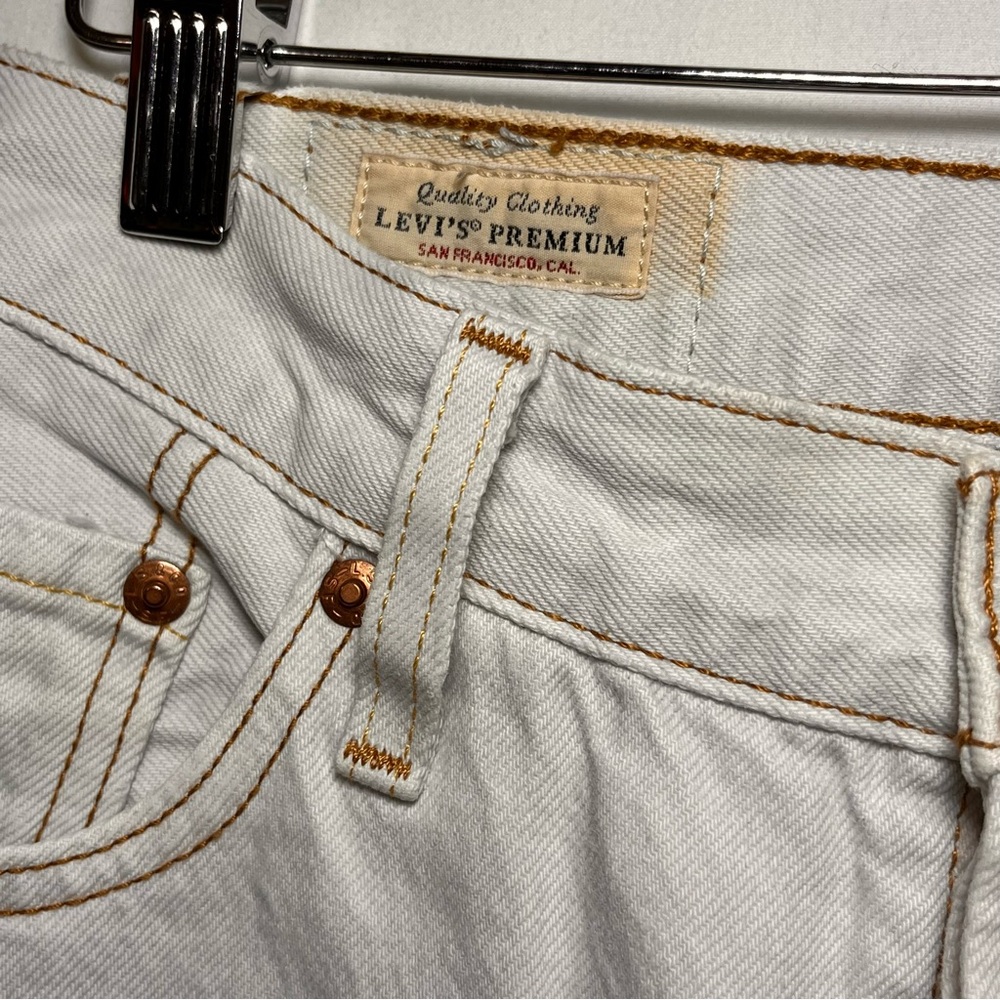 Levi’s Premium 501 White Wash Jeans 25x30 Straight Leg Big E Vintage 90s Denim - Picture 4 of 13